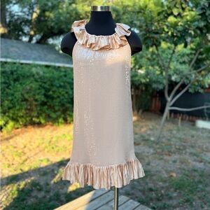 2000s Y2K Betsey Johnson Made in USA Ruffle Sequin Party Dress